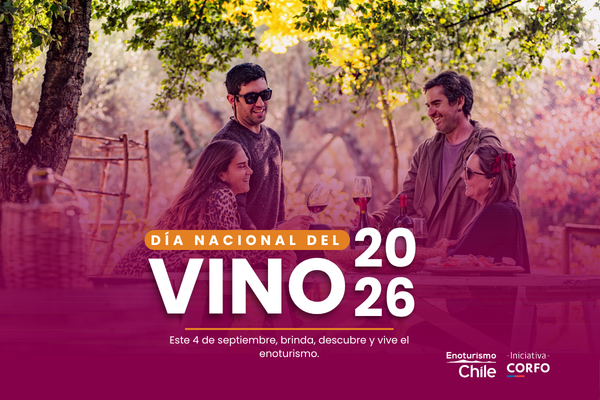 Día Nacional del Vino 2026: amigos disfrutando una experiencia de enoturismo y vino chileno.